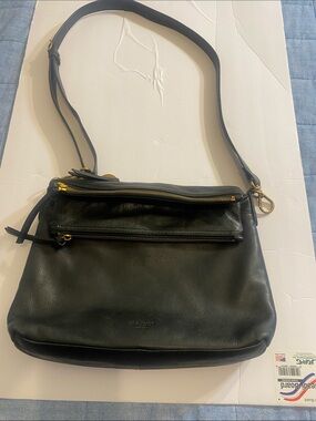 Luxuriously Soft Black Leather Crossbody Bag with Gold-Tone Hardware